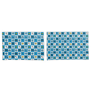 Housse D'oreillers M. Bump Mosaïque En Motif Bleu