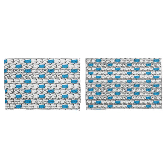 Housse D'oreillers M. Bump | Motif bleu (devant-Set)
