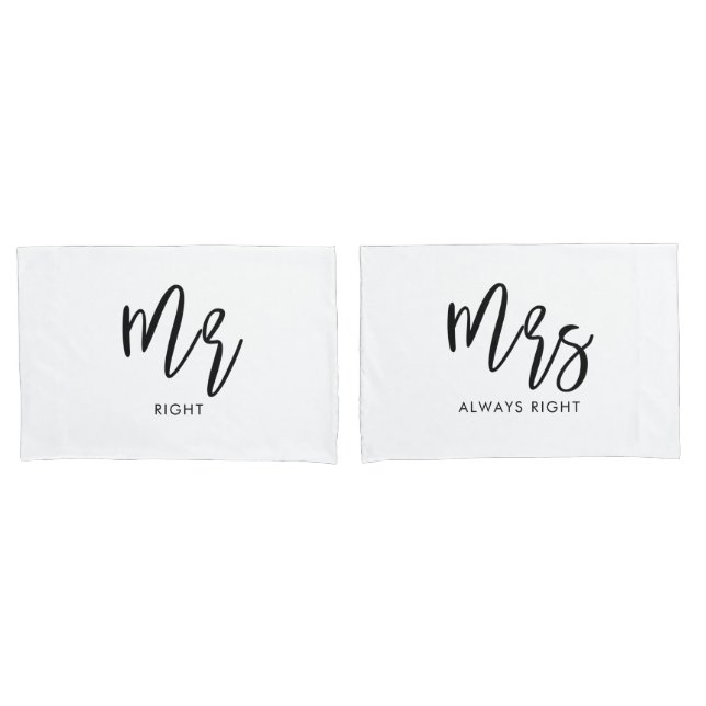 Housse D'oreillers M. et Mme Wifey et Hubby Couple Pillowcases (devant-Set)