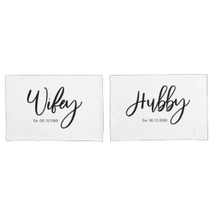 Housse D'oreillers M. et Mme Wifey et Hubby Couple Pillowcases