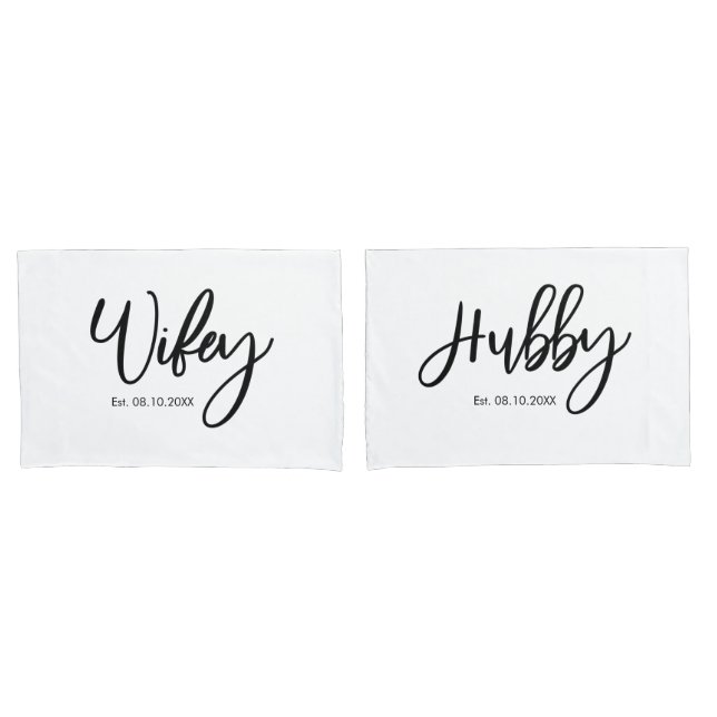 Housse D'oreillers M. et Mme Wifey et Hubby Couple Pillowcases (devant-Set)