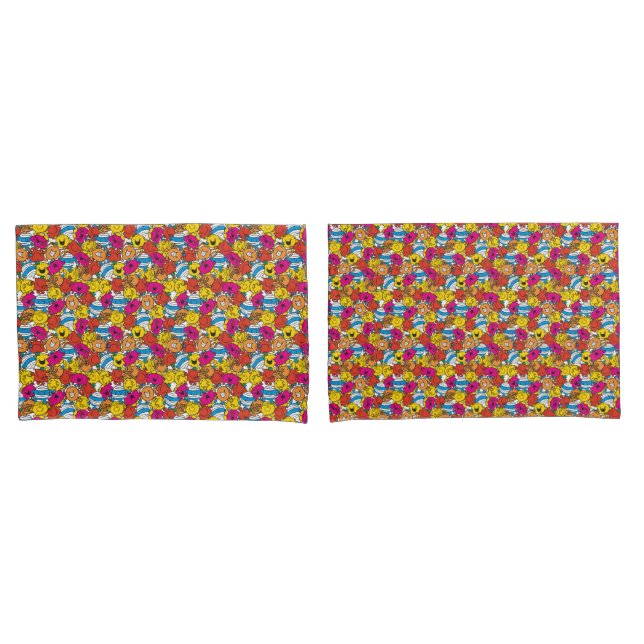 Housse D'oreillers M. Men & Little Miss | Visages souriants lumineux (devant-Set)