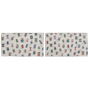 Housse D'oreillers MahJongg jeu tuiles symboles design  