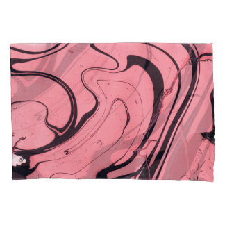 Housse D'oreillers Main en marbre rose noir dessinée