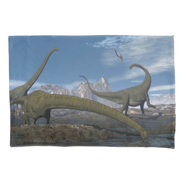 Housse D'oreillers Mamenchisaurus dinosaures troupeau - rendu 3D (devant)