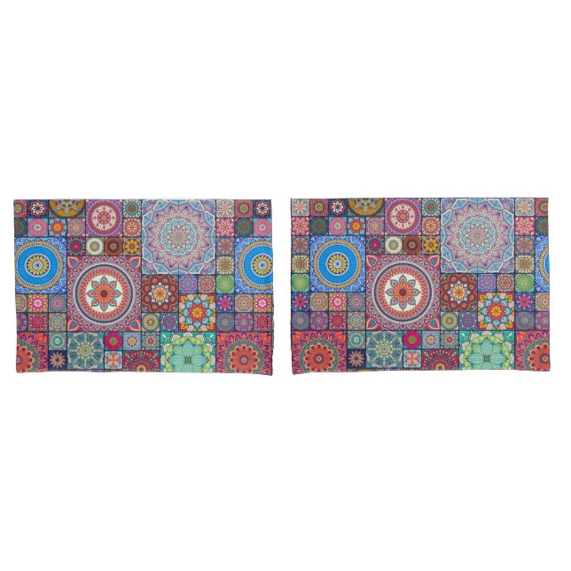Housse D'oreillers Mandala Quilt Motif (devant-Set)