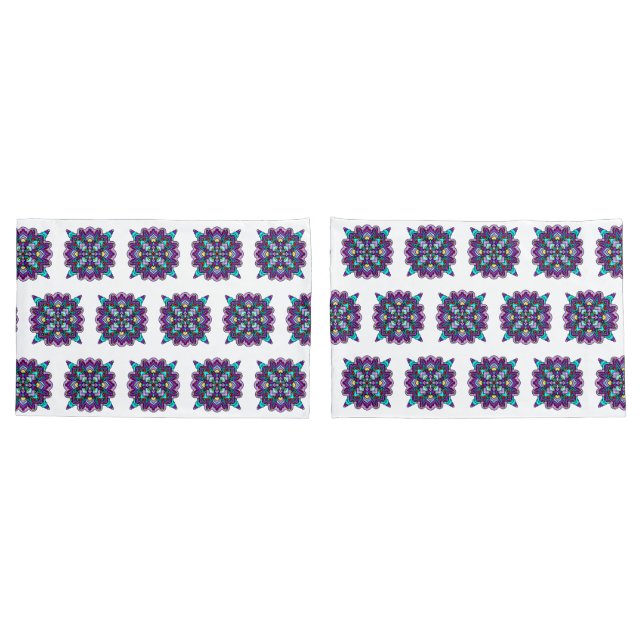 Housse D'oreillers Mandala violet et noir de couleur mystique (Dos-Set)