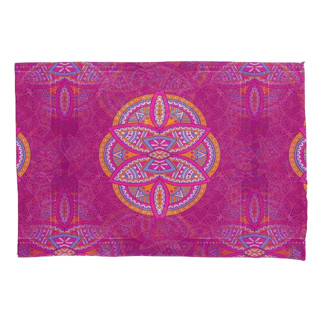 Housse D'oreillers Mandalas en Pink mélangé répéter motifs (devant)