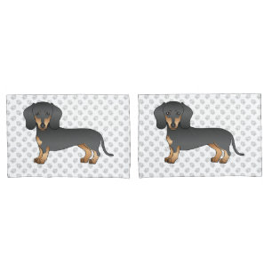 Housse D'oreillers Manteau lisse Noir Et Tan Dachshund Chien & Paps