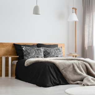 Housse D'oreillers Marbre Abstrait noir et blanc liquide