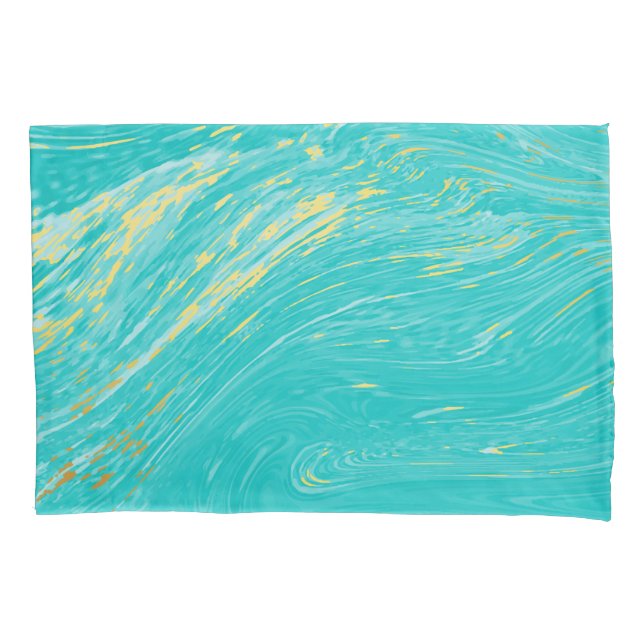 Housse D'oreillers Marbre Beau Or Elegant Bleu design (devant)