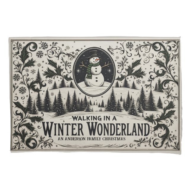 Housse D'oreillers Marcher dans un Wonderland d'hiver Snowman (devant)