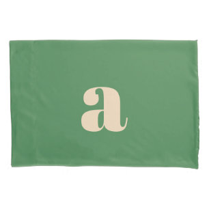 Housse D'oreillers Mariage vert rétro moderne initiale 