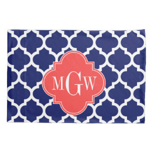 Housse D'oreillers Marine Whats Marocain #5 Coral Rouge 3 Monogramme