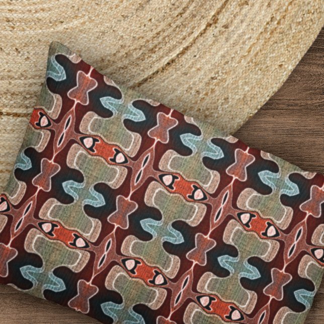 Housse D'oreillers Maron foncé rouge orange Turquoise bleu vert Tribe (Créateur téléchargé)