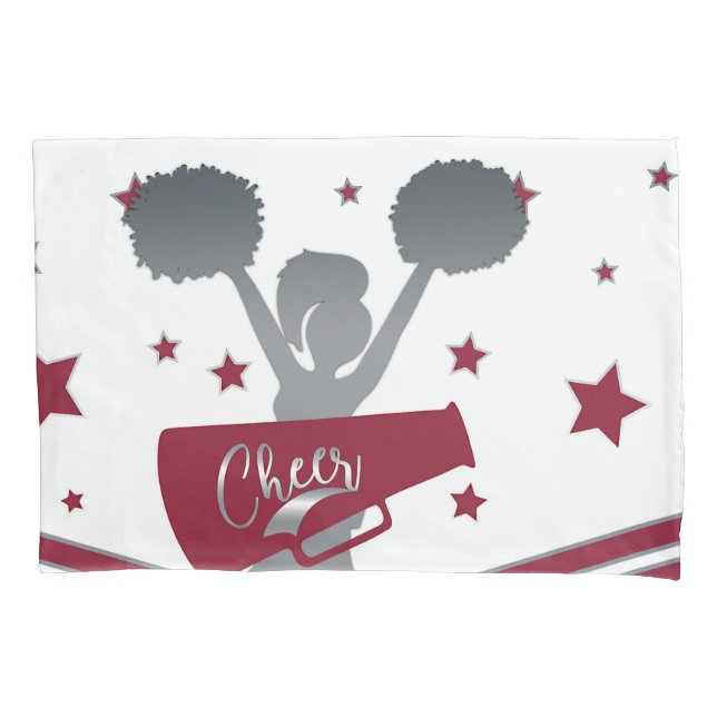 Housse D'oreillers Maroon & Argent Stars Cheer Cheer Filles Cheer (devant)