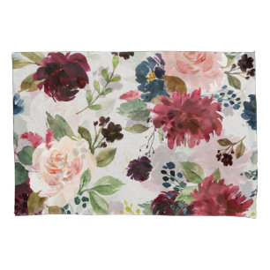 Housse D'oreillers Marsala et coutume chic minable florale de literie