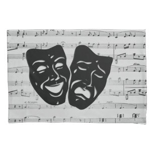 Housse D'oreillers Masques argentés de musique et de théâtre