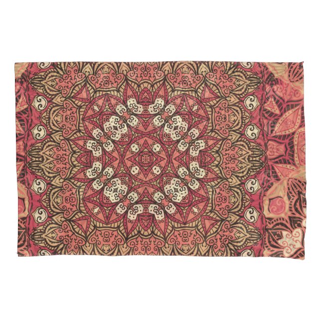 Housse D'oreillers Médaillon indien, ornement ethnique boho (devant)