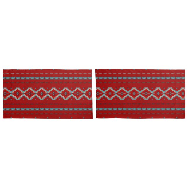Housse D'oreillers Mésas Sud-Ouest Rouge & Turquoise (Dos-Set)