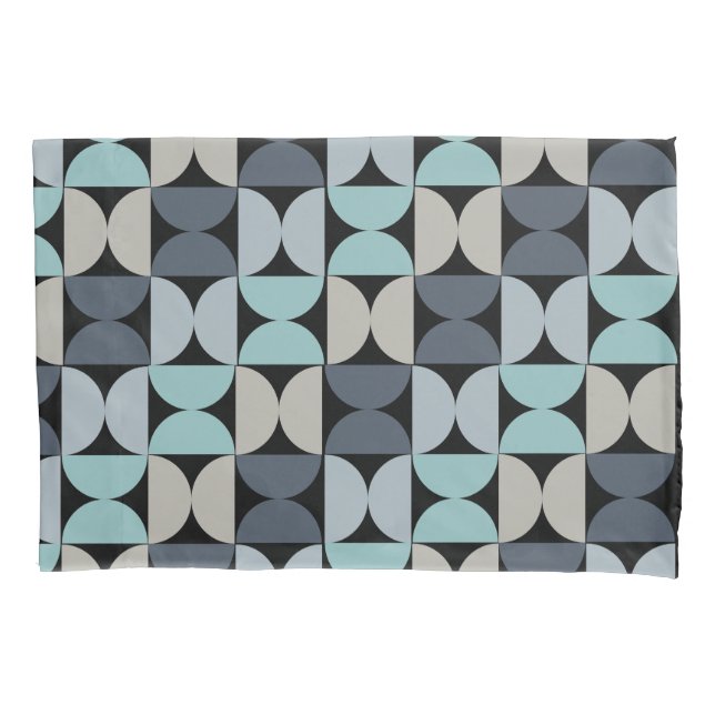 Housse D'oreillers Mi-siècle moderne bleu vert et gris (devant)