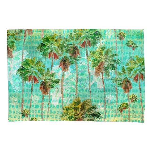 Housse D'oreillers Miami Palms : Aquarelle Tropicale sans couture (devant)