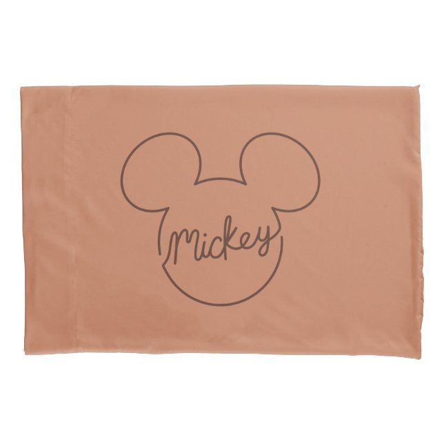 Housse D'oreillers Mickey Continuous Line Icon Name Graphic (devant)