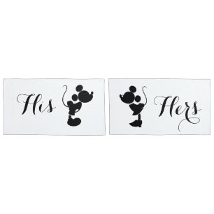 Housse D'oreillers Mickey et Minnie Mariage Silhouette