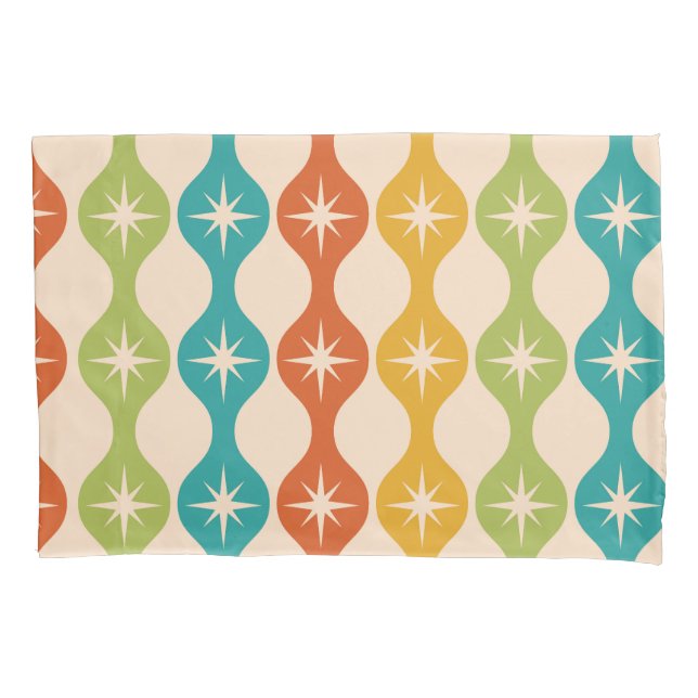 Housse D'oreillers Mid Century Retro Starbursts on ogee pattern  (devant)