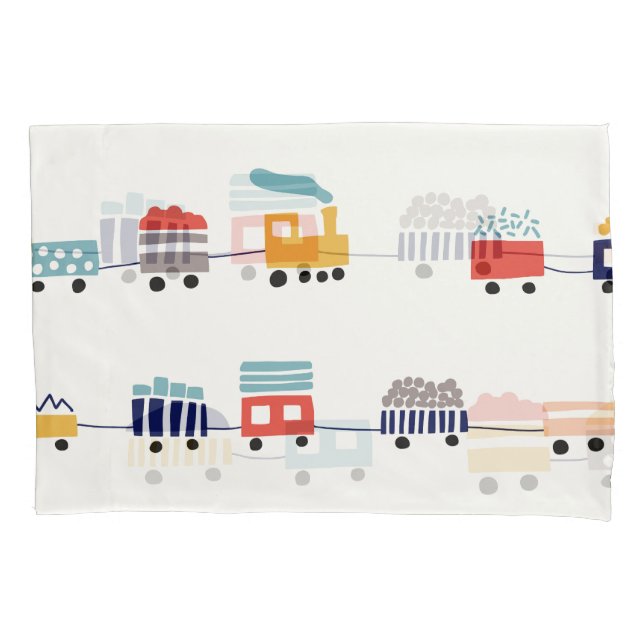 Housse D'oreillers Mignons trains colorés sans couture motif. (devant)