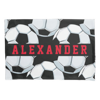 Housse D'oreillers minimaliste noir blanc rouge de football homme jeu