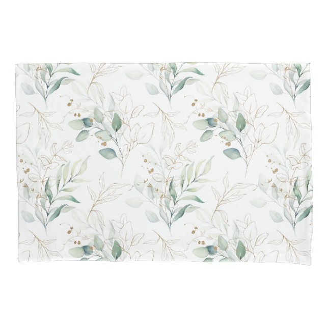 Housse D'oreillers Mint Green Pastel Floral Greenery Motif (devant)
