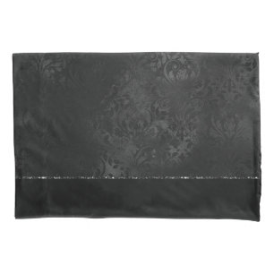 Housse D'oreillers Minuit Onyx Romance Black Satiny Grunge Damask