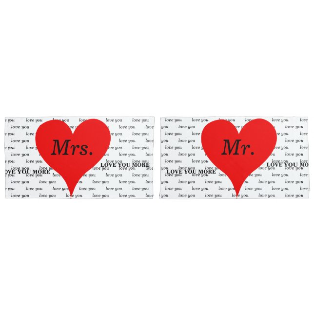 Housse D'oreillers Mme M. Red Hearts Love (devant-Set)