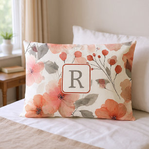 Housse D'oreillers Modèle de monogramme de fleurs jolies personnalisé