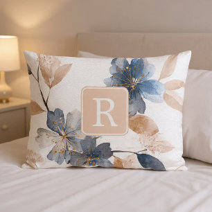 Housse D'oreillers Modèle de monogramme de fleurs jolies personnalisé