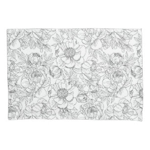 Housse D'oreillers Modèle floral de pivoine vintage