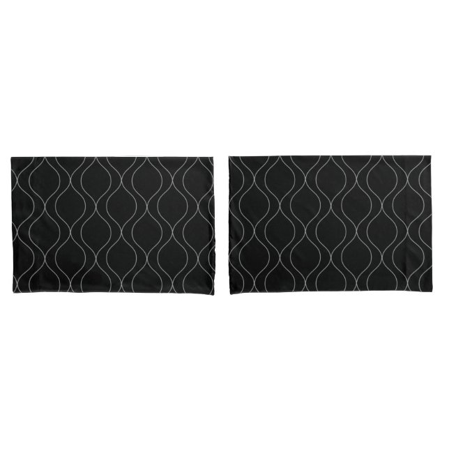 Housse D'oreillers Modern Ogee Curves Pattern Grey Black white (devant-Set)