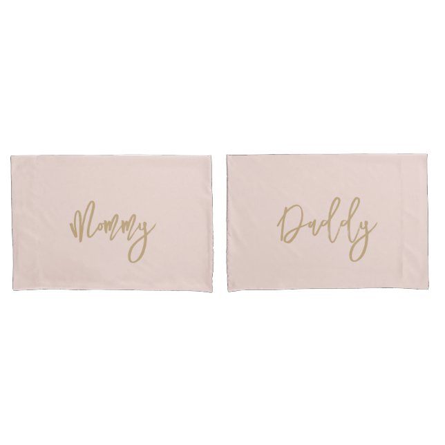 Housse D'oreillers Moderne maman papa or Personnalisé Monogramme Nom (devant-Set)
