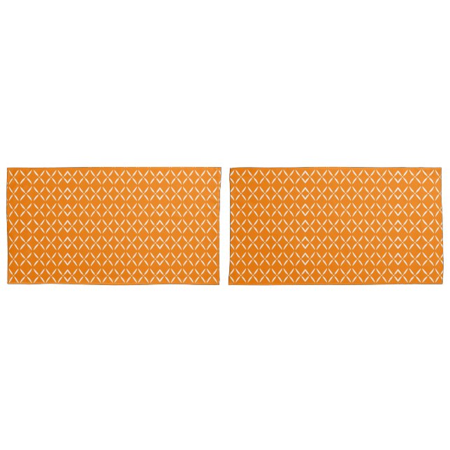 Housse D'oreillers Moderne tendance Chic orange et blanc Fleurs (devant-Set)
