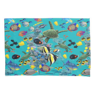 Housse D'oreillers Molokini Cove Hawaiian Tropical Fish Sea Turtle