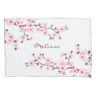 Monogramme blanc rose Fleurs de cerisiers