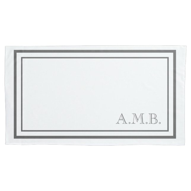 Housse D'oreillers Monogramme classique personnalisé gris foncé roi (devant)
