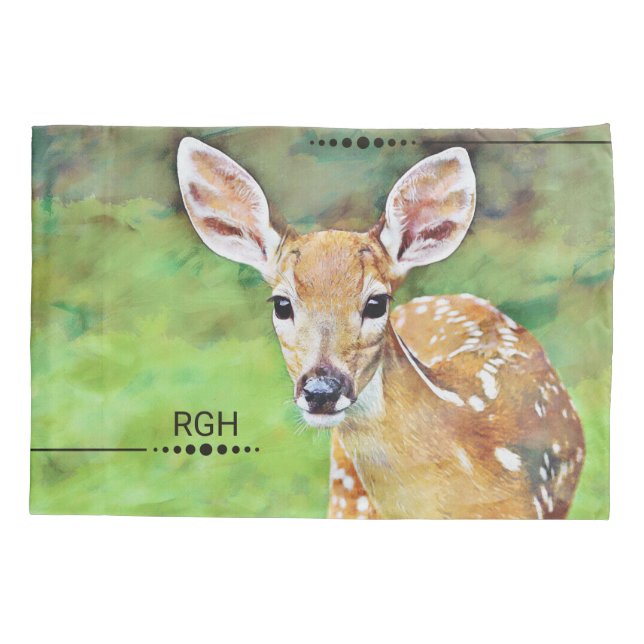 Housse D'oreillers Monogramme d'oeuvres d'art de Baby Deer (Dos)