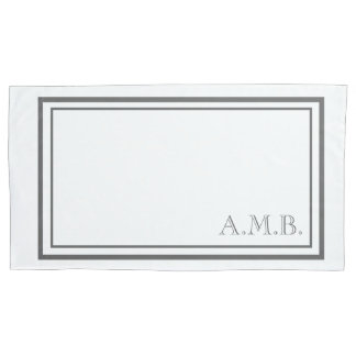 Housse D'oreillers Monogramme gris-foncé classique personnalisé grand