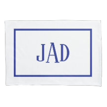 Monogramme minimaliste Marine bleu blanc rectangle