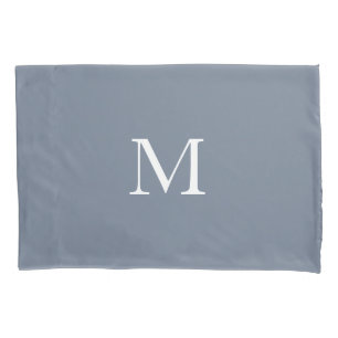 Housse D'oreillers Monogramme moderne Solid Dusty Blue