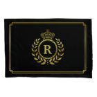 Monogramme noir de couronne de guirlande de