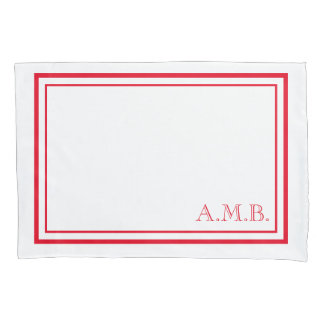 Housse D'oreillers Monogramme rouge classique personnalisé standard