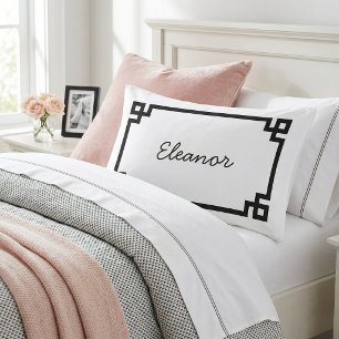 Housse D'oreillers Monogramme standard clé grecque noir et blanc